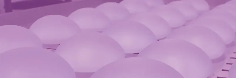 Rows of Motiva breast implants on the manufacturing line